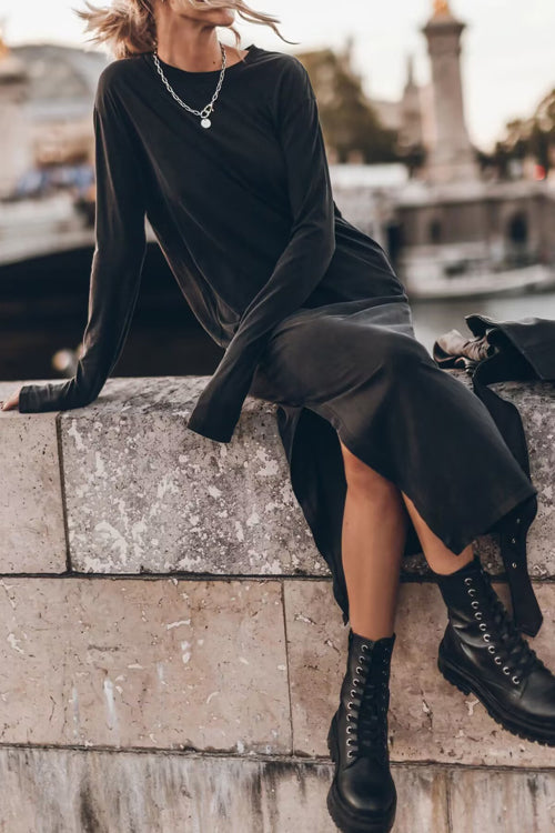 Catch Yourself Relaxed Slit Maxi Dress