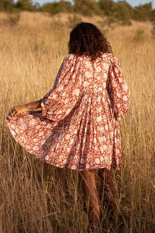 Take Your Joy Printed Babydoll Mini Dress
