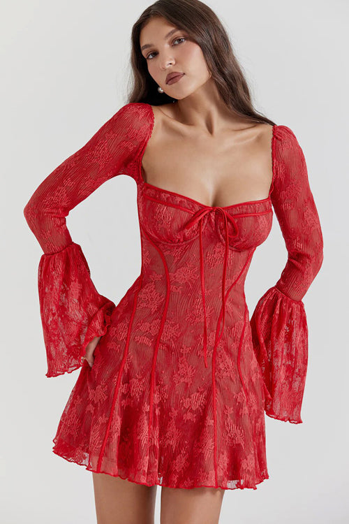 Days of Beauty Lace Long Sleeve Mini Dress