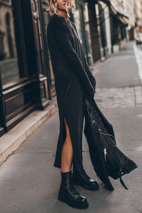 Catch Yourself Relaxed Slit Maxi Dress