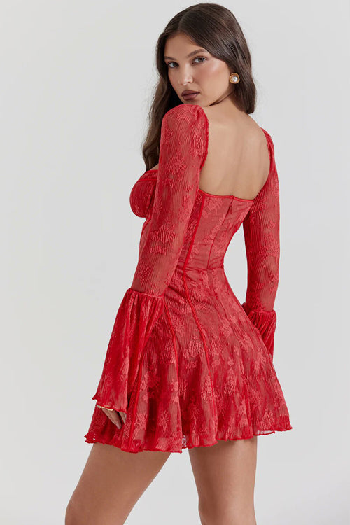 Days of Beauty Lace Long Sleeve Mini Dress