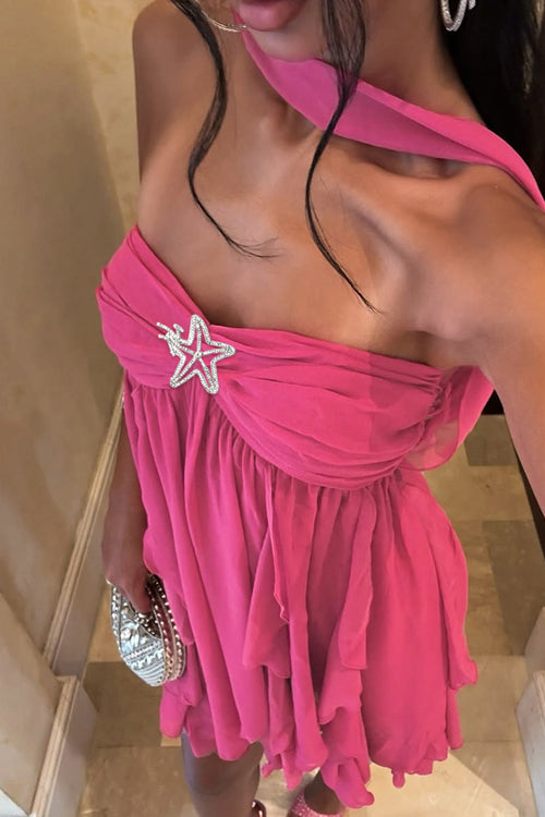 Vaivah Halter Neck Print Mini Dress
