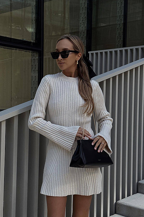 Soft Serenity Long Sleeve Knit Mini Dress
