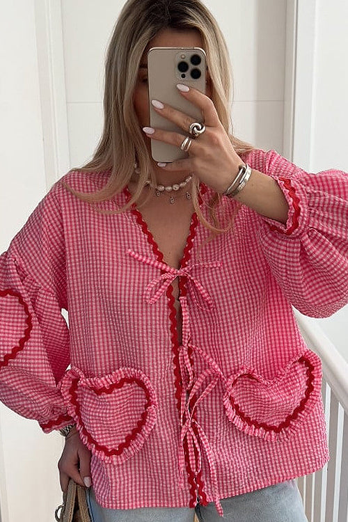 Perfectly You Tie-Front Gingham Top