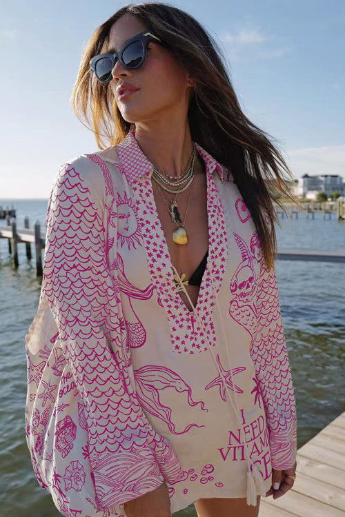 Summer Escapades Print Long Sleeve Set
