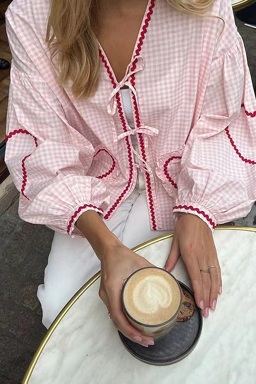 Perfectly You Tie-Front Gingham Top