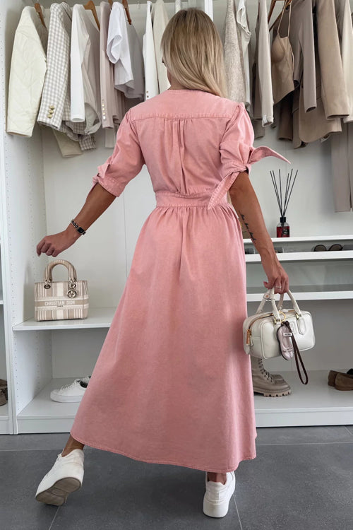 On This Sweet Day Button Down Denim Maxi Dress