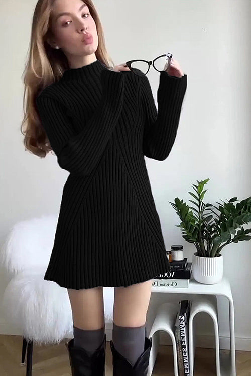 Soft Serenity Long Sleeve Knit Mini Dress
