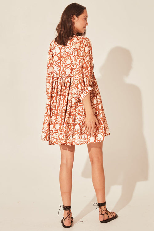 Take Your Joy Printed Babydoll Mini Dress