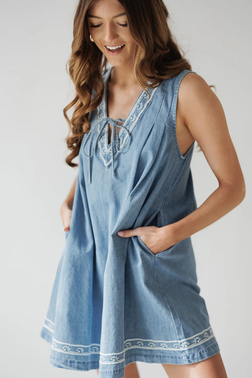 Summer Cutie Lace Pocket Denim Mini Dress - 6 Colors