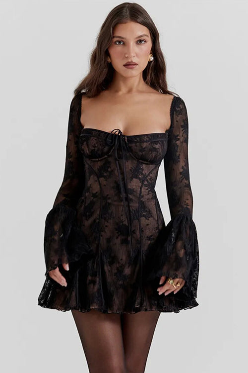 Days of Beauty Lace Long Sleeve Mini Dress