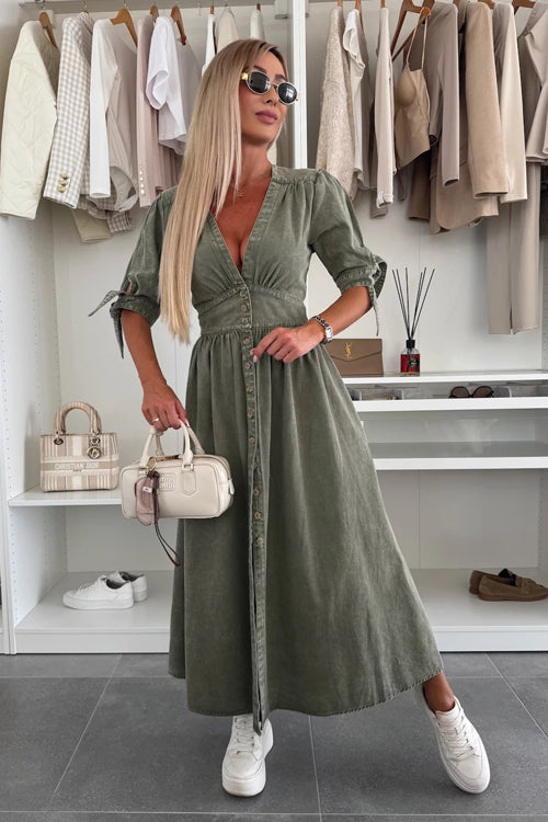 On This Sweet Day Button Down Denim Maxi Dress