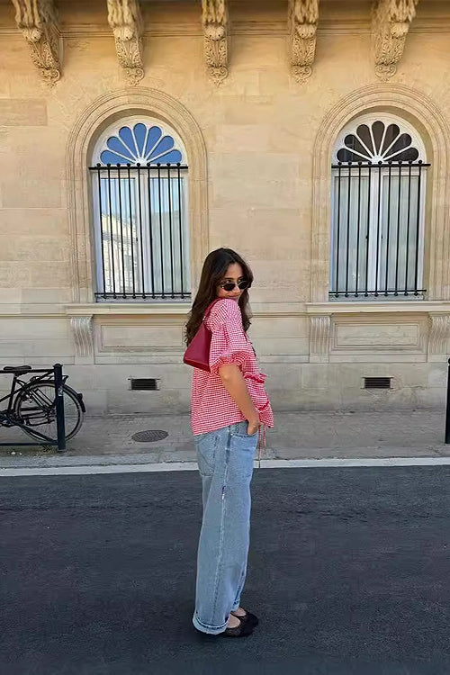 Perfectly You Tie-Front Gingham Top
