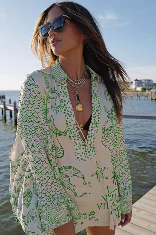 Summer Escapades Print Long Sleeve Set