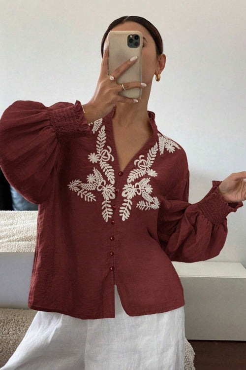 Everyday Luck Floral Embroidered Cotton Top