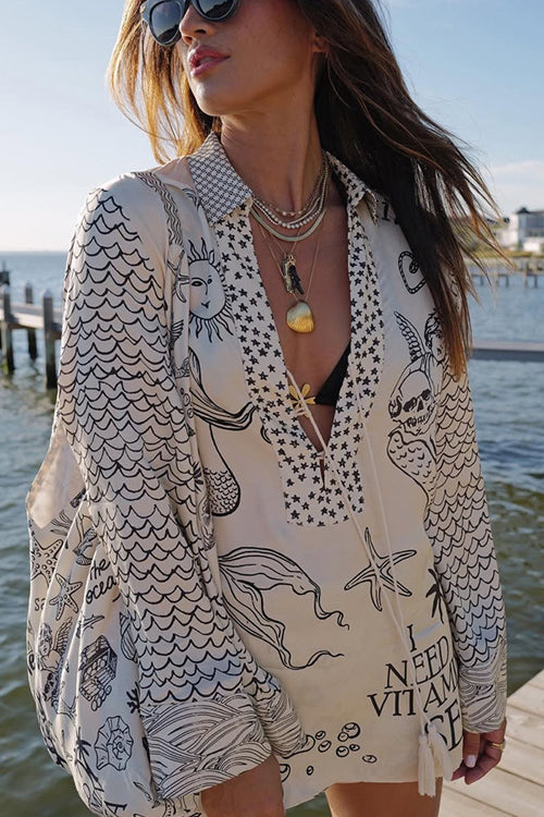 Summer Escapades Print Long Sleeve Set