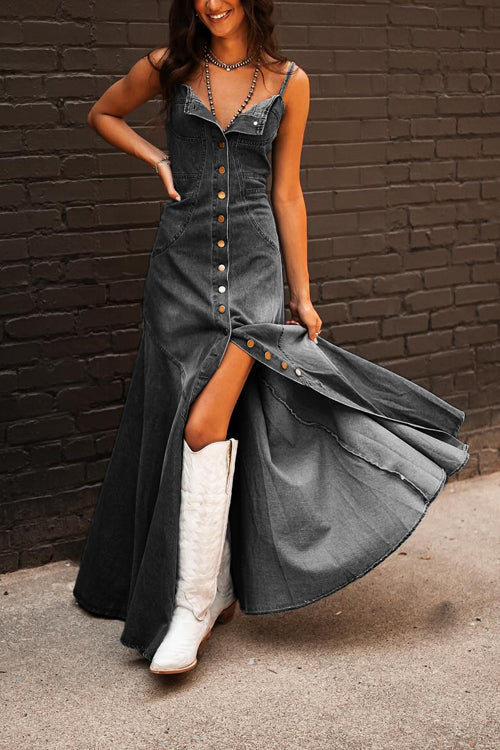 Gorgeous Composure Denim Maxi Dress