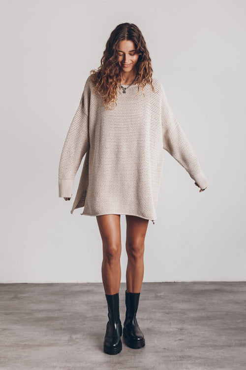Everyday Beauty Long Sleeve Side Slit Knit Dress