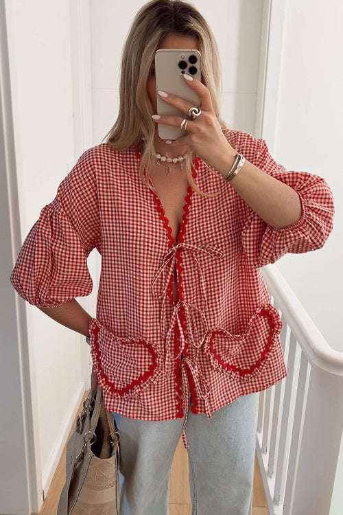 Perfectly You Tie-Front Gingham Top