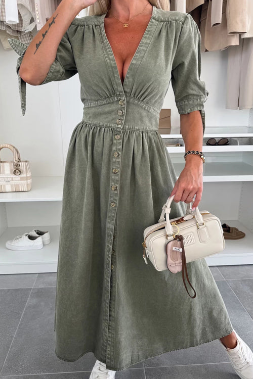 On This Sweet Day Button Down Denim Maxi Dress