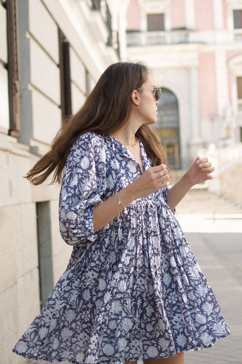 Take Your Joy Printed Babydoll Mini Dress