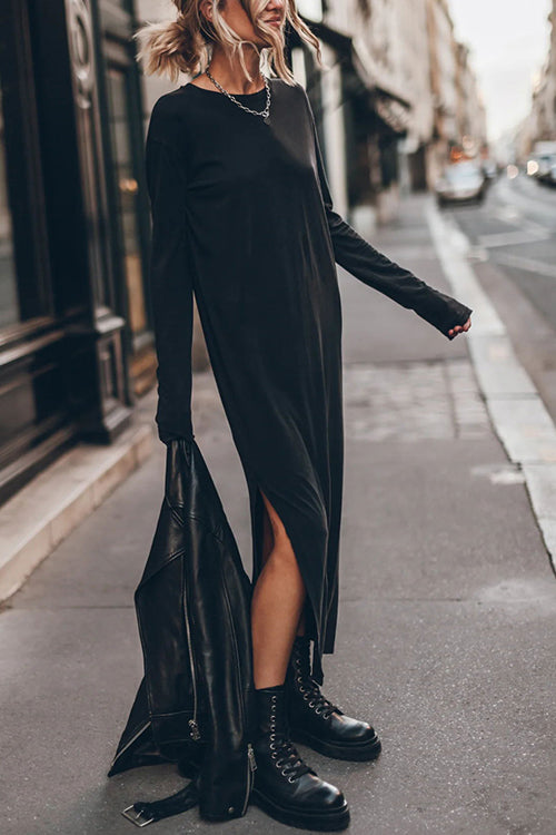 Catch Yourself Relaxed Slit Maxi Dress