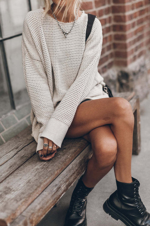 Everyday Beauty Long Sleeve Side Slit Knit Dress