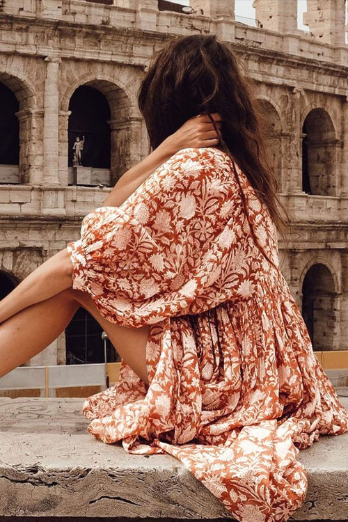Take Your Joy Printed Babydoll Mini Dress
