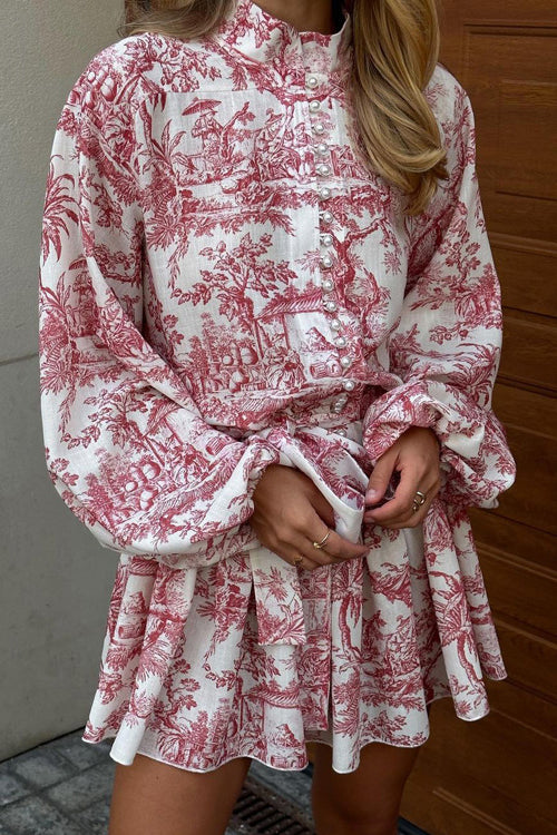 My Love Story Printed Skater Mini Dress