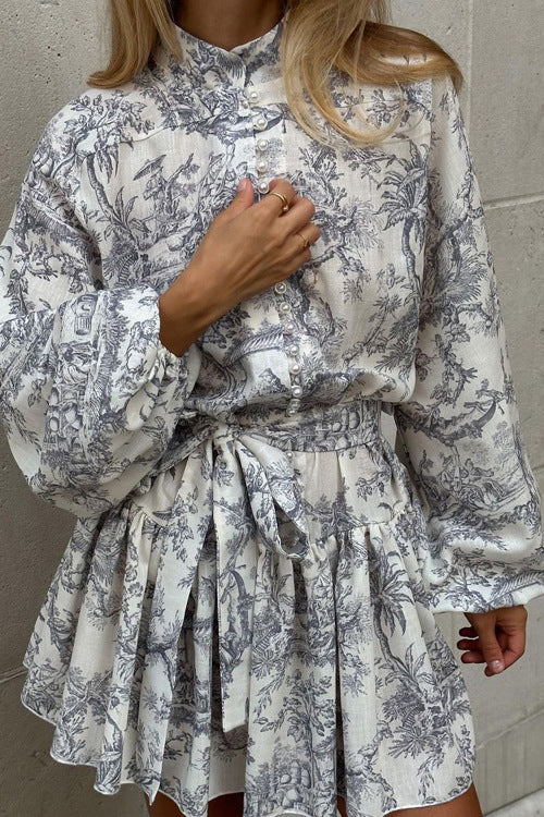 My Love Story Printed Skater Mini Dress
