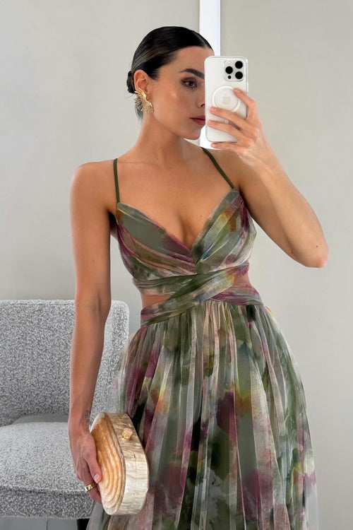 Enchant My Love Print Maxi Dress
