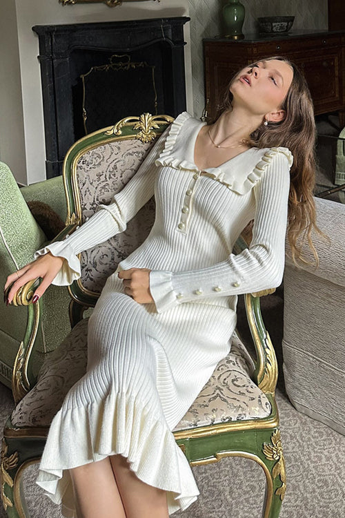 Cuddly Sweetness Pearl Knit Midi Dress