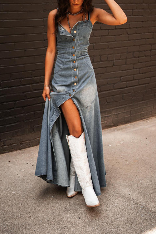 Gorgeous Composure Denim Maxi Dress