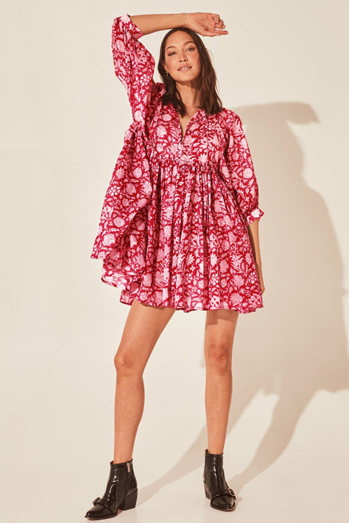 Take Your Joy Printed Babydoll Mini Dress