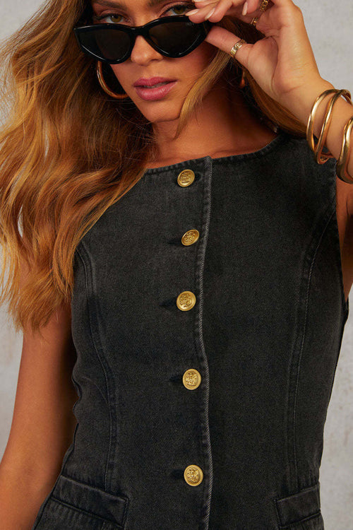 Carefree Style Denim Vest Set
