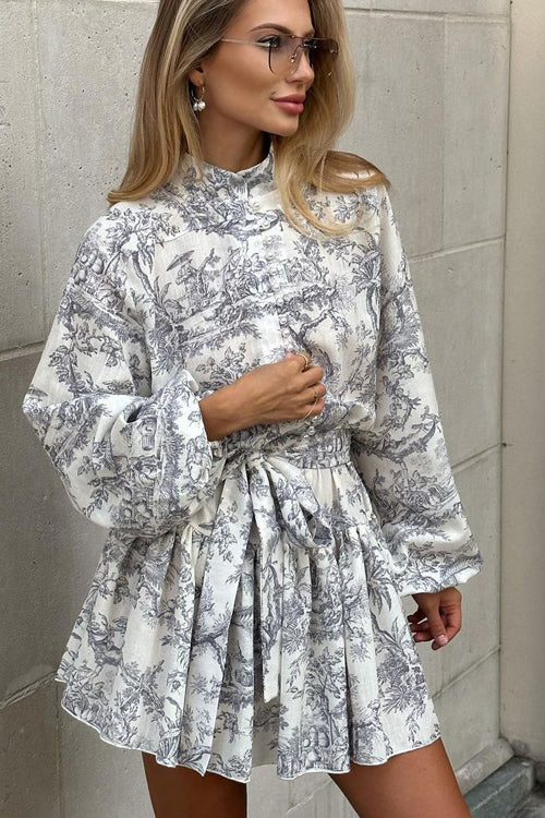 My Love Story Printed Skater Mini Dress