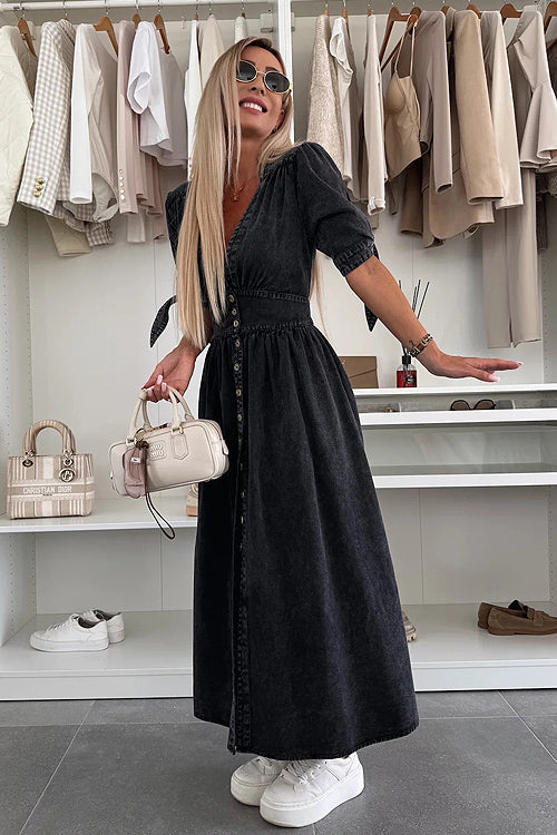 On This Sweet Day Button Down Denim Maxi Dress