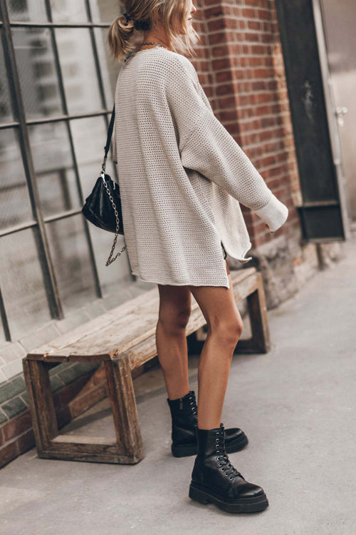 Everyday Beauty Long Sleeve Side Slit Knit Dress