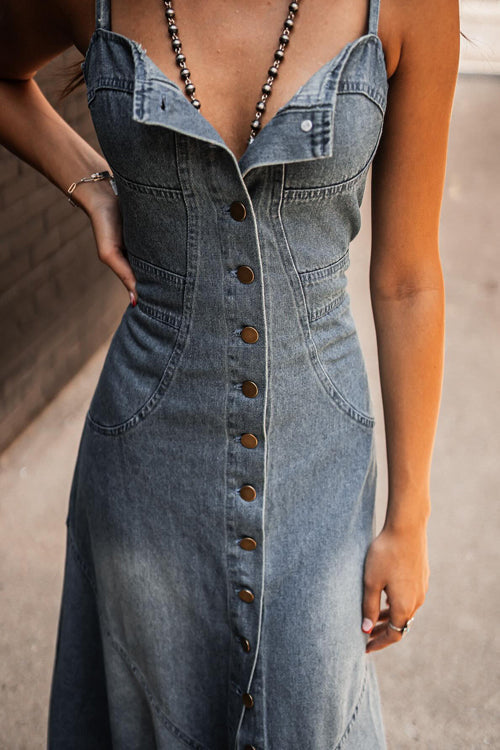 Gorgeous Composure Denim Maxi Dress
