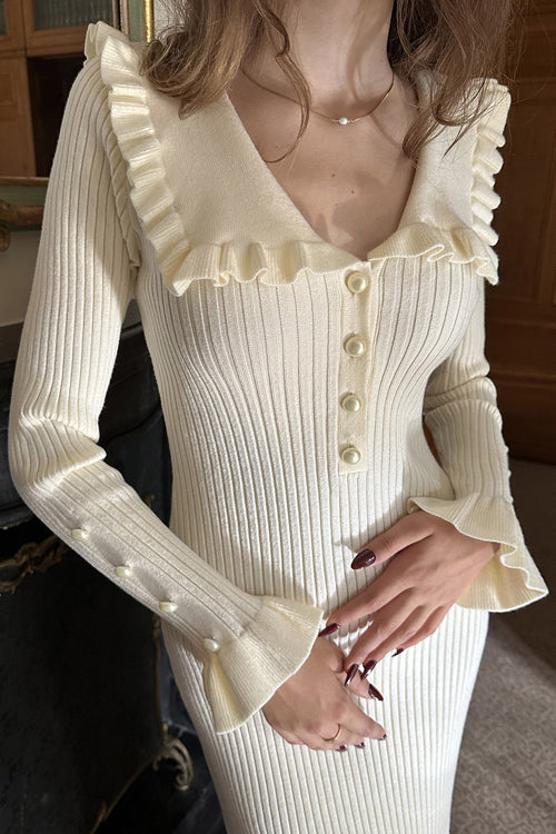 Cuddly Sweetness Pearl Knit Midi Dress