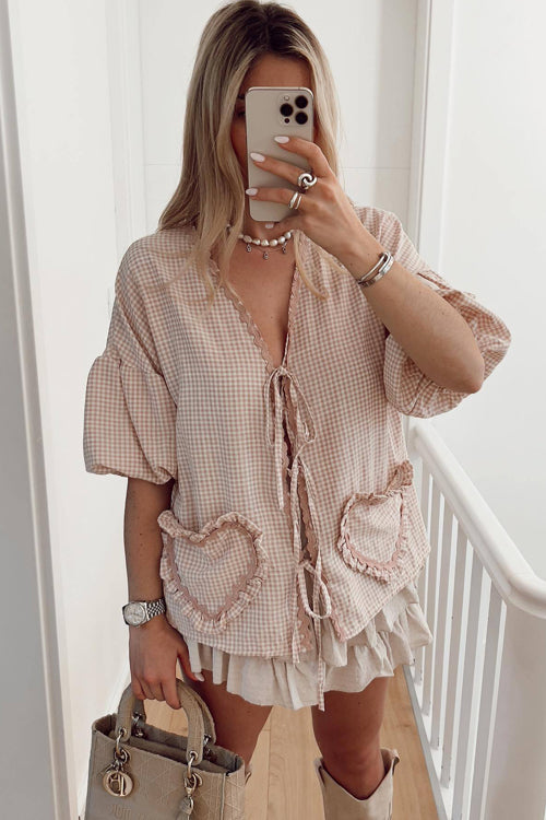 Perfectly You Tie-Front Gingham Top