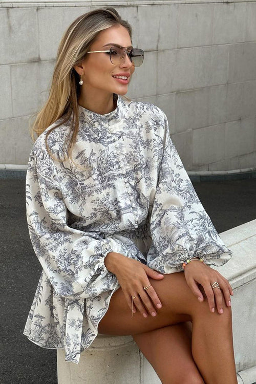 My Love Story Printed Skater Mini Dress