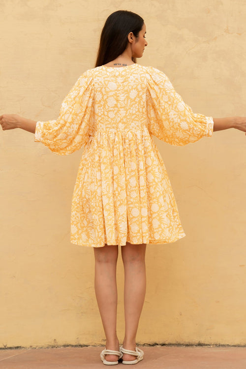 Take Your Joy Printed Babydoll Mini Dress