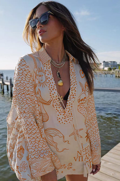 Summer Escapades Print Long Sleeve Set