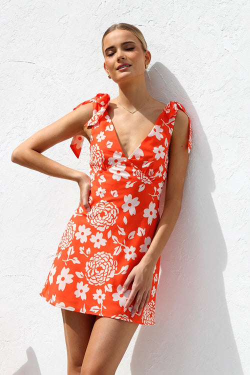 Your Sweetie Print Tie-Strap Mini Dress