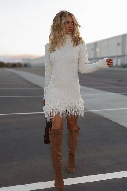 Convincingly Cozy Tassel Knit Dress
