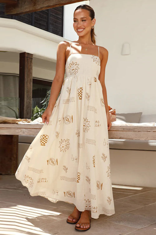 Living Is Easy Sleeveless Printed Maxi Dress
