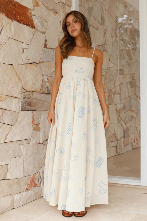 Living Is Easy Sleeveless Printed Maxi Dress