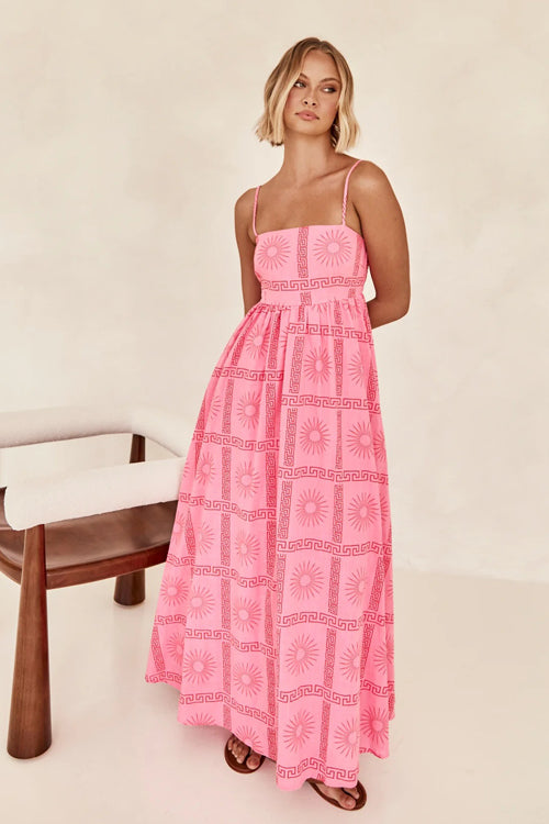 Living Is Easy Sleeveless Printed Maxi Dress
