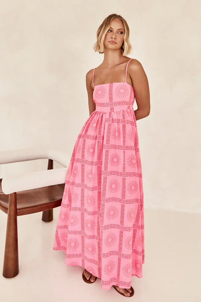Living Is Easy Sleeveless Printed Maxi Dress